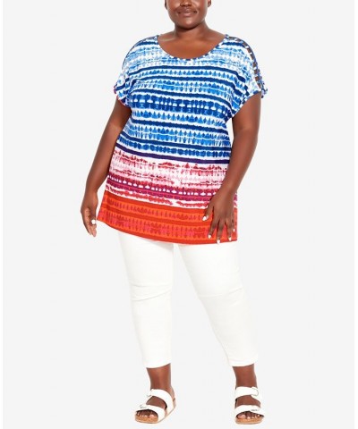 Plus Size Phoebe Lattice Border Top Tie Dye Border $29.16 Tops