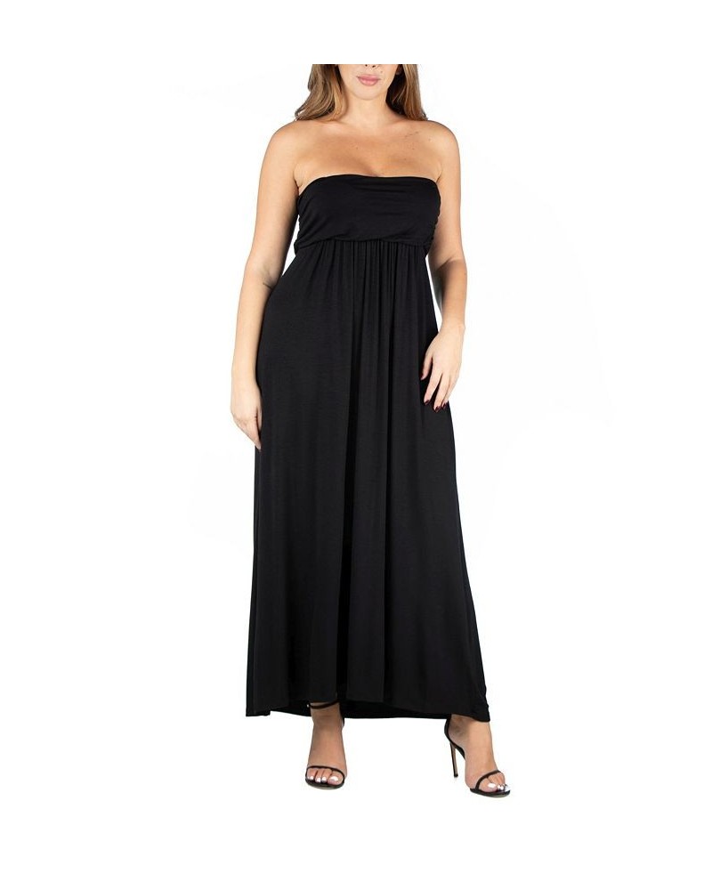 Plus Size Strapless Maxi Dress Black $26.77 Dresses