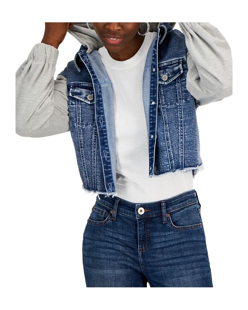Women's Mixed-Media Jacket Light Indigo $24.13 Jackets