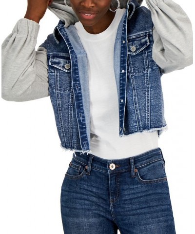 Women's Mixed-Media Jacket Light Indigo $24.13 Jackets