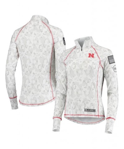 Women's White Nebraska Huskers OHT Military-Inspired Appreciation Officer Arctic Camo 1/4-Zip Jacket White $28.59 Jackets