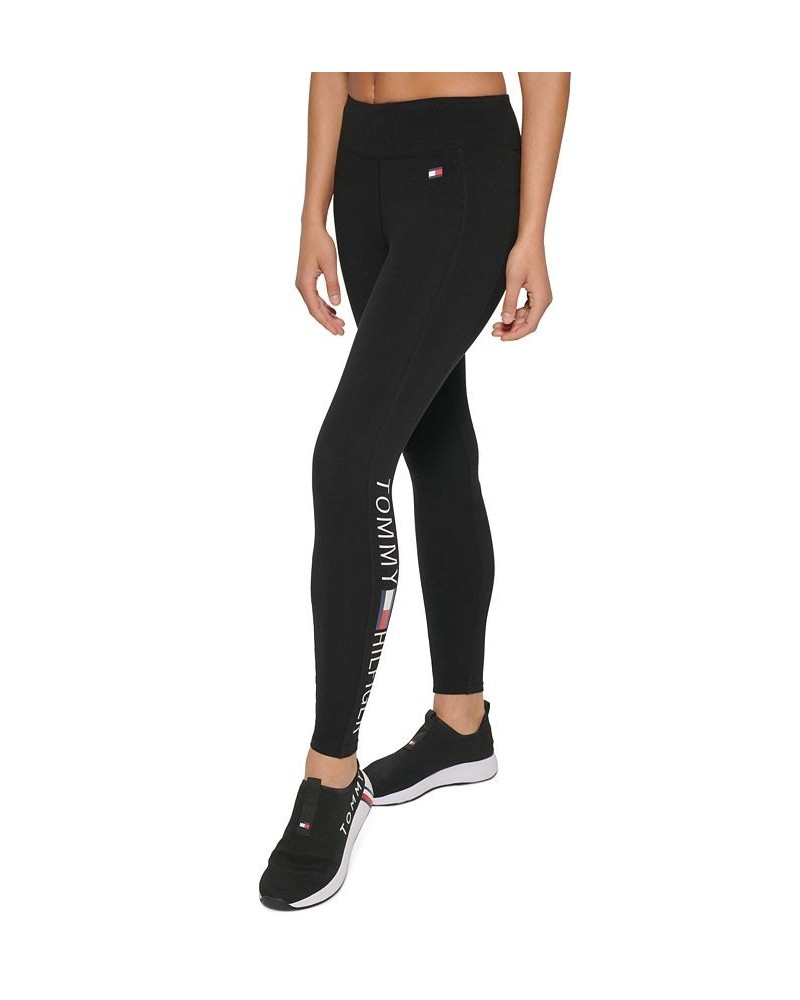Women's High Rise Logo Leggings Black $20.27 Pants
