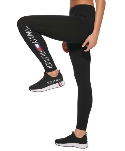 Women's High Rise Logo Leggings Black $20.27 Pants