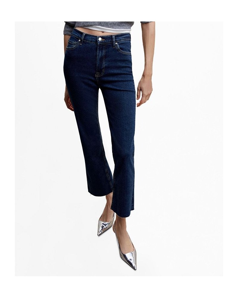 Women's Crop Flared Jeans Dark Blue $28.80 Jeans
