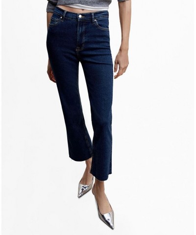 Women's Crop Flared Jeans Dark Blue $28.80 Jeans