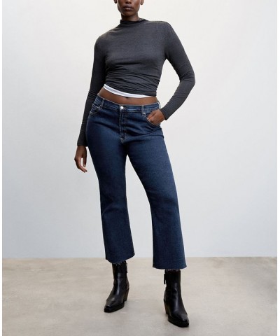 Women's Crop Flared Jeans Dark Blue $28.80 Jeans