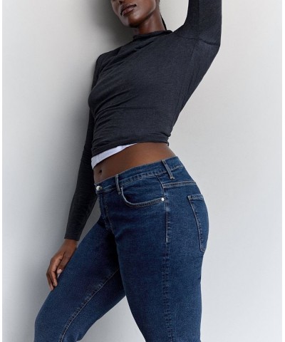 Women's Crop Flared Jeans Dark Blue $28.80 Jeans