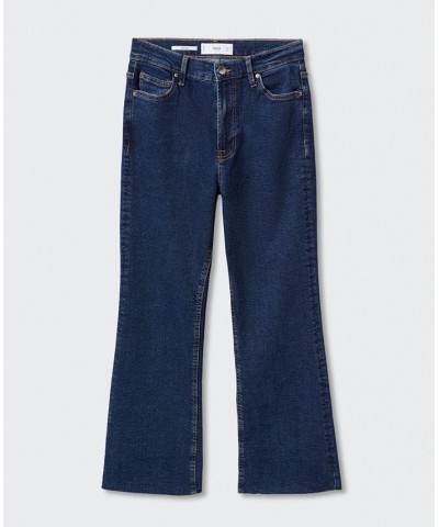 Women's Crop Flared Jeans Dark Blue $28.80 Jeans