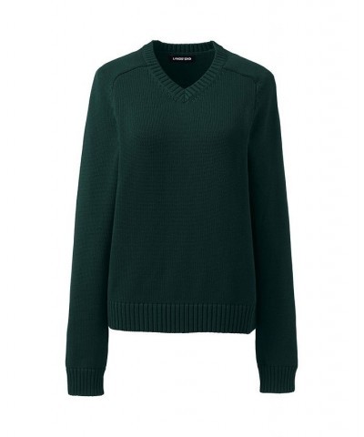 School Uniform Women's Cotton Modal V-neck Sweater Evergreen $33.77 Sweaters