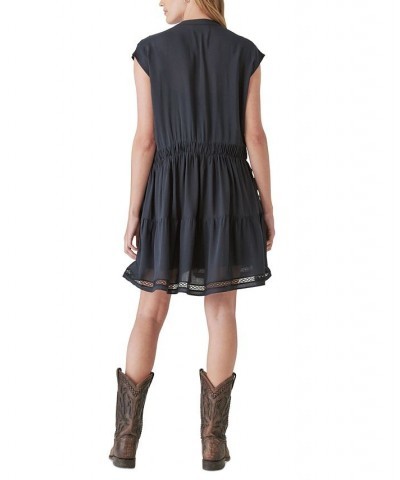 Women's Lace Inset Dress Jet Black $44.48 Dresses