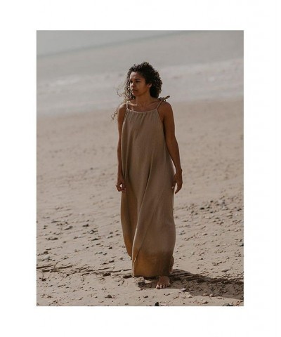 Women's Maternity Linen Weekend Maxi Dress Sand $61.60 Dresses