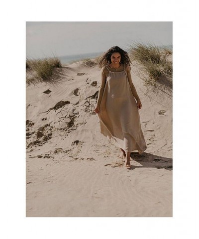 Women's Maternity Linen Weekend Maxi Dress Sand $61.60 Dresses