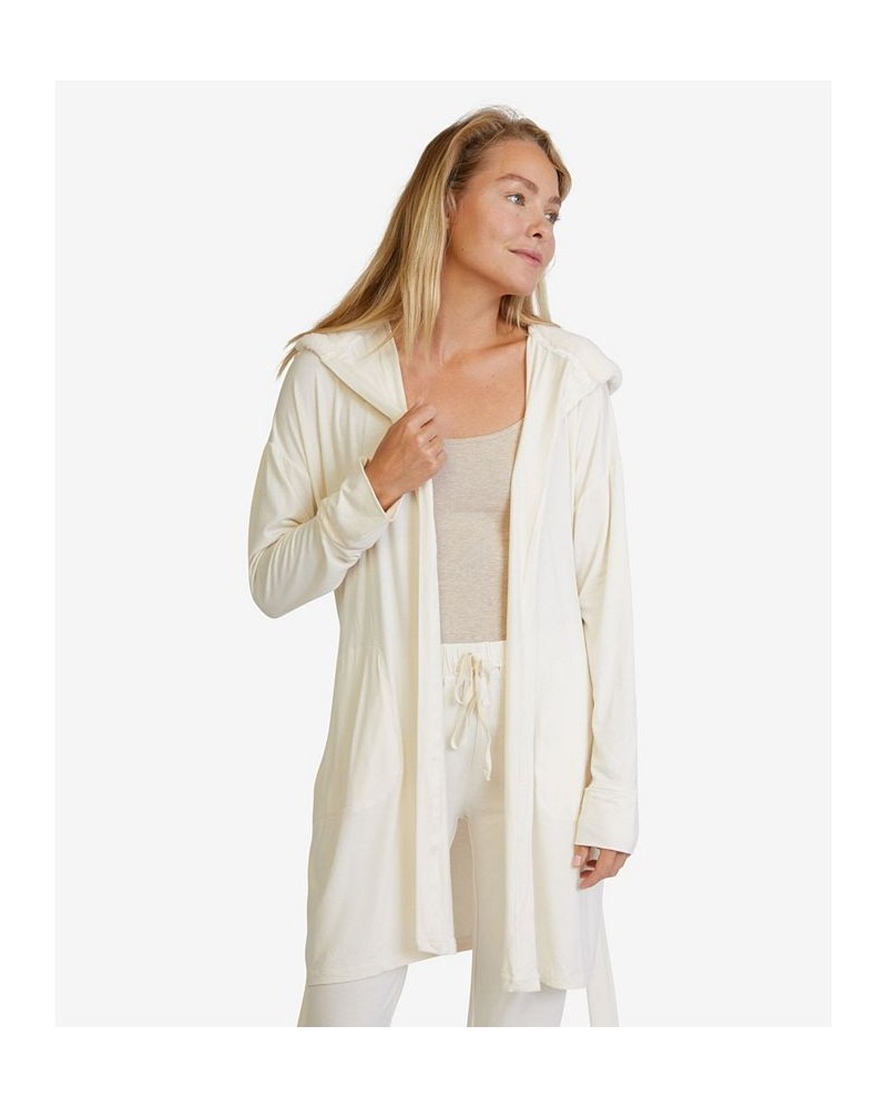 Women's Hooded Jersey Robe and Pants Loungewear Ivory/Cream $51.09 Sleepwear