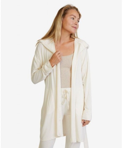 Women's Hooded Jersey Robe and Pants Loungewear Ivory/Cream $51.09 Sleepwear