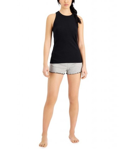 Women's High-Neck Pajama Tank Top Black $10.42 Sleepwear