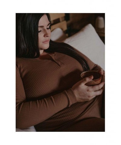 Women's Maternity Organic Cotton Ribbed Top Cinnamon $44.20 Tops