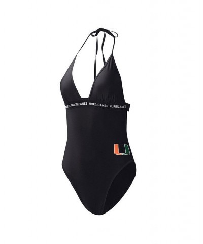 Women's Black Miami Hurricanes Full Count One-Piece Swimsuit Black $34.44 Swimsuits