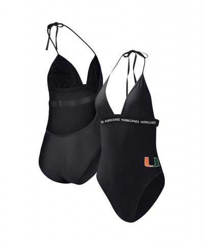 Women's Black Miami Hurricanes Full Count One-Piece Swimsuit Black $34.44 Swimsuits