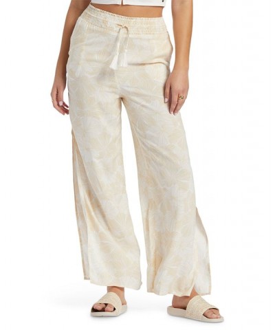 Juniors' Side Slit Tropical Rhythm Pants Tapioca Crazy Hibiscus $17.81 Pants