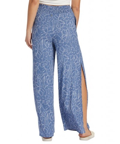 Juniors' Side Slit Tropical Rhythm Pants Tapioca Crazy Hibiscus $17.81 Pants