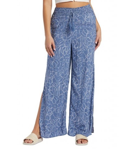 Juniors' Side Slit Tropical Rhythm Pants Tapioca Crazy Hibiscus $17.81 Pants