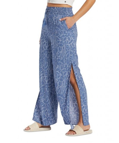 Juniors' Side Slit Tropical Rhythm Pants Tapioca Crazy Hibiscus $17.81 Pants