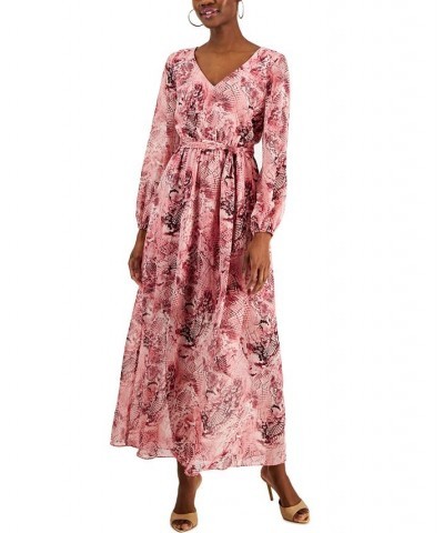 Women's Printed Long-Sleeve Maxi Dress Inc Blush Combo $35.19 Dresses