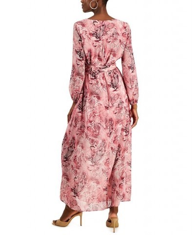 Women's Printed Long-Sleeve Maxi Dress Inc Blush Combo $35.19 Dresses