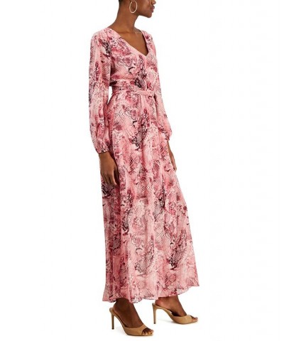 Women's Printed Long-Sleeve Maxi Dress Inc Blush Combo $35.19 Dresses