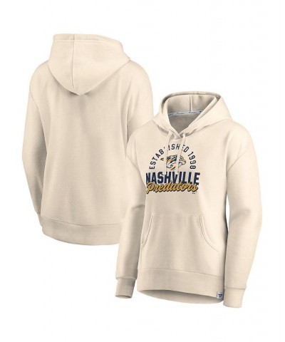 Women's Branded Cream Nashville Predators Carry The Puck Pullover Hoodie Cream $37.60 Sweatshirts