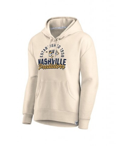 Women's Branded Cream Nashville Predators Carry The Puck Pullover Hoodie Cream $37.60 Sweatshirts