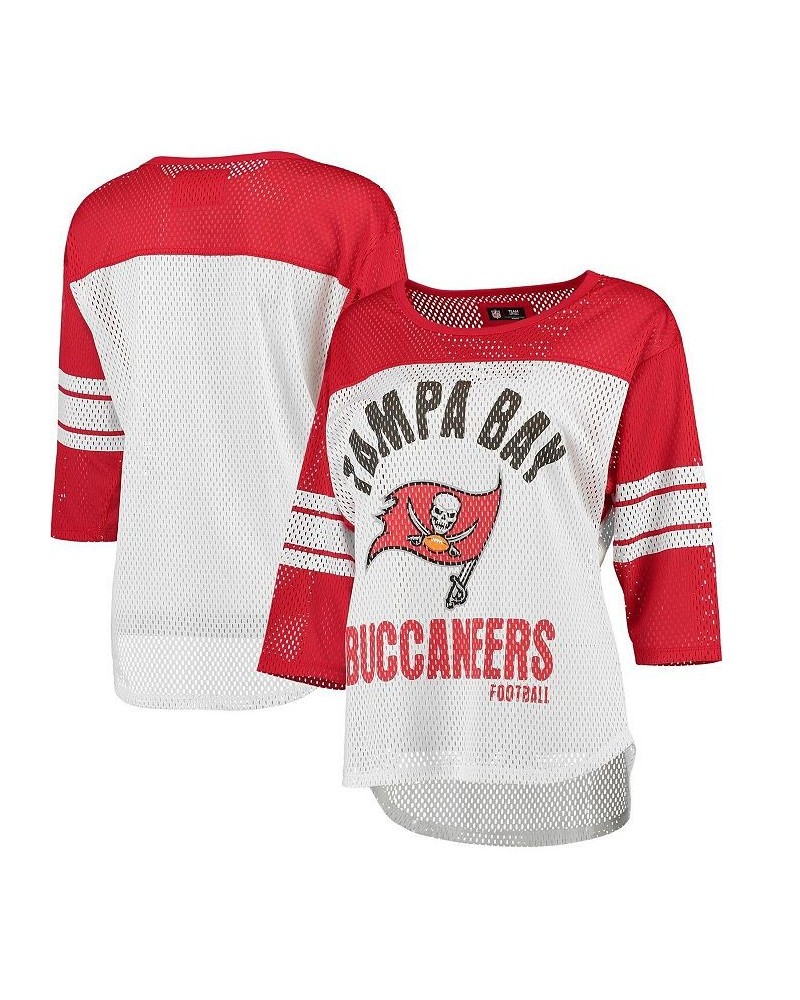 Women's White and Red Tampa Bay Buccaneers First Team Three-Quarter Sleeve Mesh T-shirt White, Red $20.16 Tops