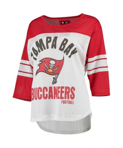 Women's White and Red Tampa Bay Buccaneers First Team Three-Quarter Sleeve Mesh T-shirt White, Red $20.16 Tops