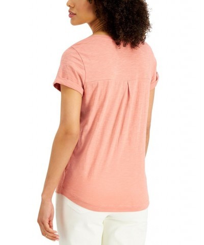 Petite Burnout V-Neck T-Shirt Pink $11.99 Tops