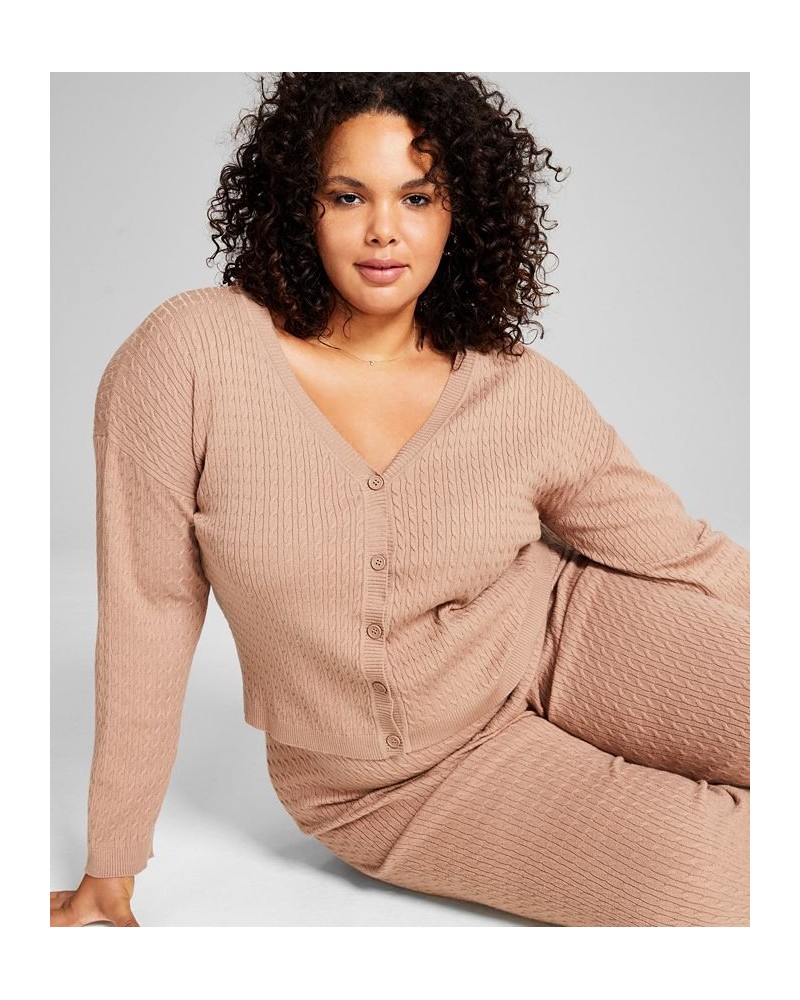 Trendy Plus Size Button-Front Cardigan Almond $15.93 Sweaters
