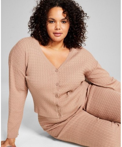 Trendy Plus Size Button-Front Cardigan Almond $15.93 Sweaters