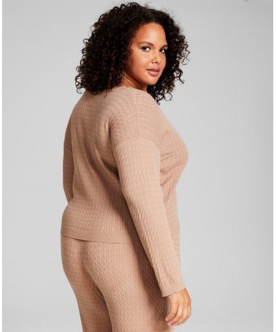 Trendy Plus Size Button-Front Cardigan Almond $15.93 Sweaters