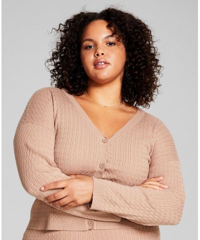 Trendy Plus Size Button-Front Cardigan Almond $15.93 Sweaters