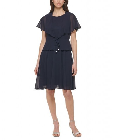 Women's Tie-Front Jacket & Scoop-Neck Dress Blue $51.60 Dresses