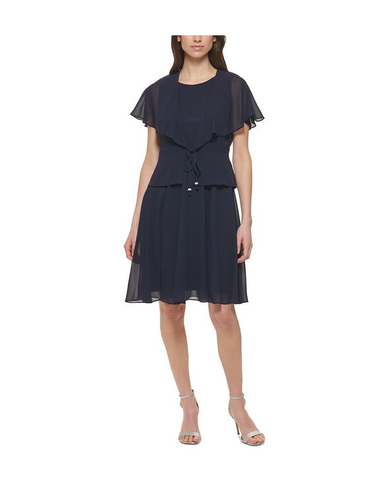 Women's Tie-Front Jacket & Scoop-Neck Dress Blue $51.60 Dresses