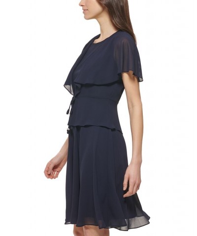 Women's Tie-Front Jacket & Scoop-Neck Dress Blue $51.60 Dresses