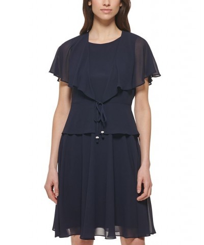 Women's Tie-Front Jacket & Scoop-Neck Dress Blue $51.60 Dresses