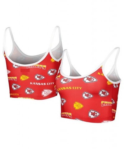 Women's Red White Kansas City Chiefs Breakthrough Allover Knit Sports Bra Red $13.50 Bras