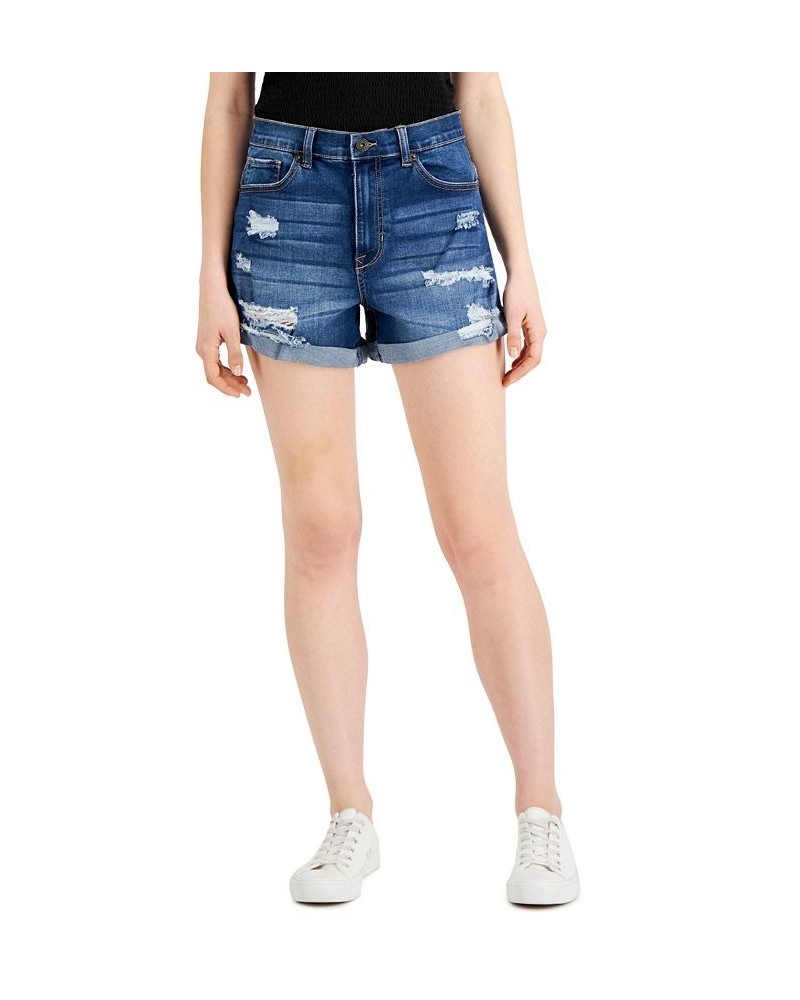 Juniors' 4" High-Rise Curvy Denim Shorts Glisten $13.24 Shorts