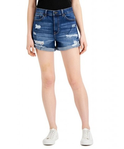 Juniors' 4" High-Rise Curvy Denim Shorts Glisten $13.24 Shorts