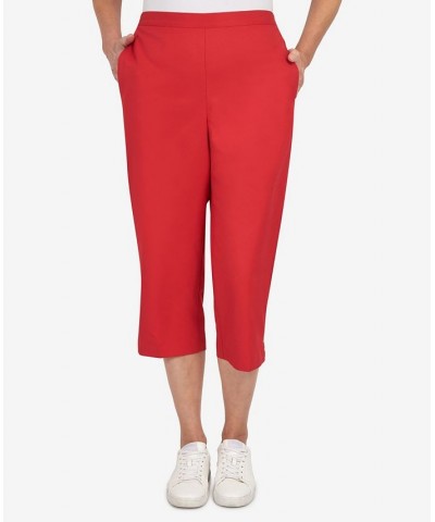 Petite Split Star Capri Pants Red $30.94 Pants