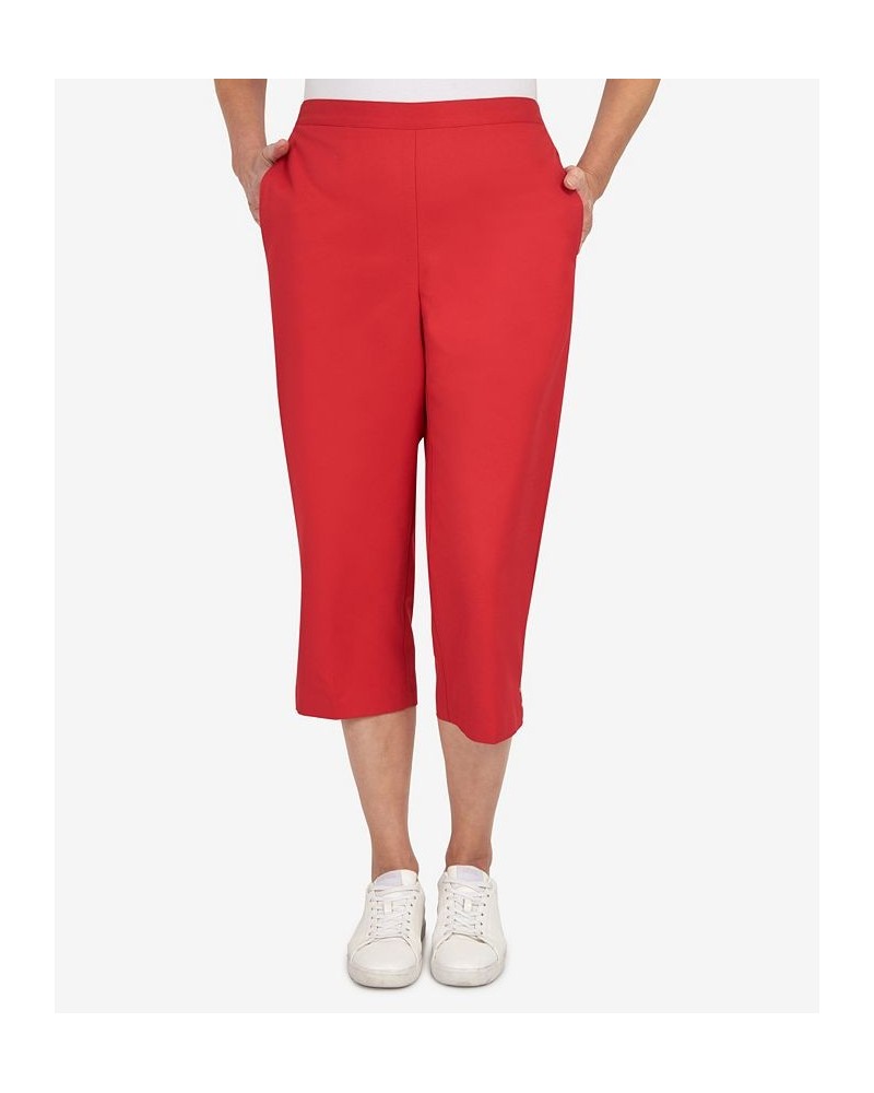Petite Split Star Capri Pants Red $30.94 Pants