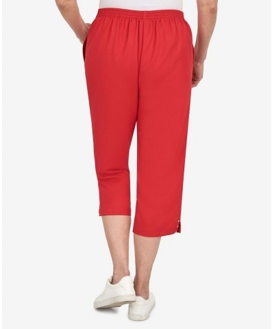 Petite Split Star Capri Pants Red $30.94 Pants