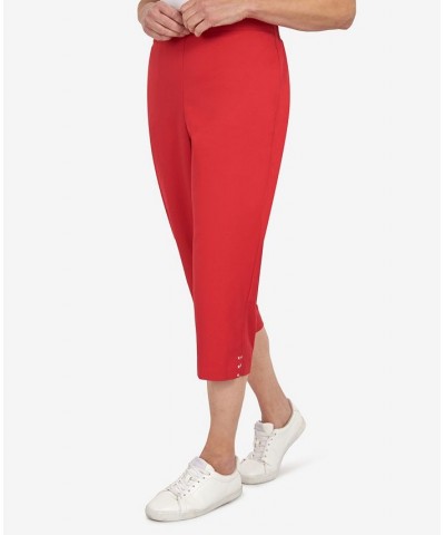 Petite Split Star Capri Pants Red $30.94 Pants