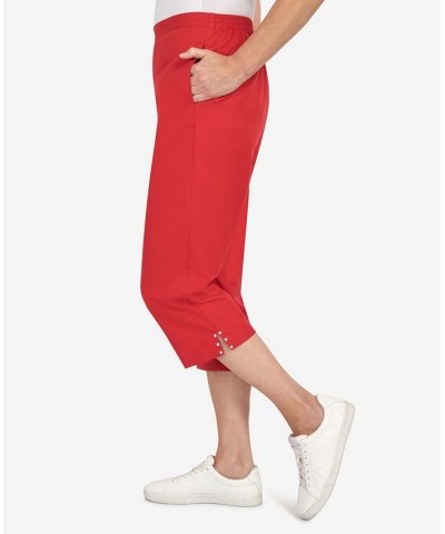 Petite Split Star Capri Pants Red $30.94 Pants